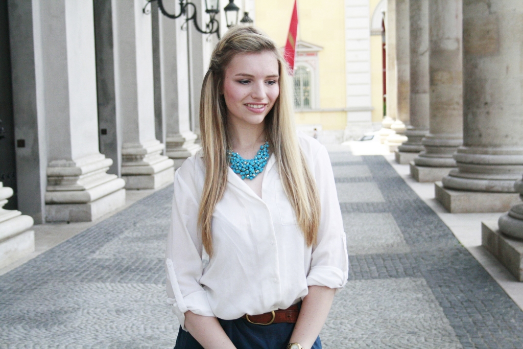 Dullylicious Franziska Dully Rock Mexx Skirt Sommer 2015 München Blogger Fashion Look Frühling Tasche. Portrait Blond